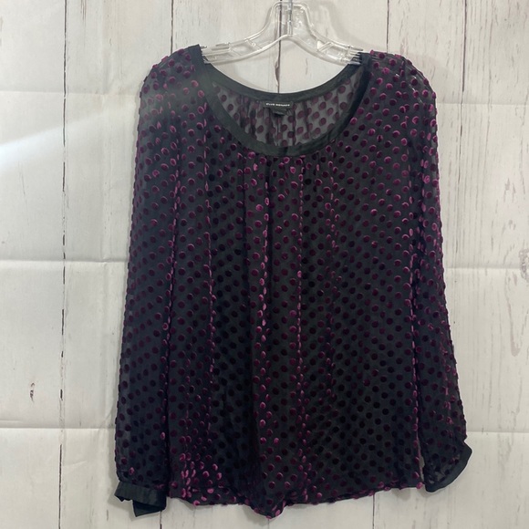 258. Club Monaco silk sheer long sleeve blouse - Picture 1 of 9